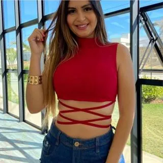 Promoção Blusinha Jade Malha Canelada Cropped Top Gola Alta - Preto