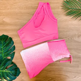 Conjunto Fitness Feminino Estampado - Cropped Top com Bojo e Short de Cordinha Regulagem - Estampa 2