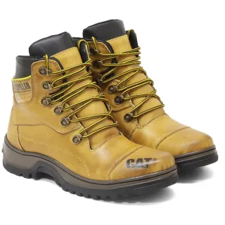 CAT Bota 100% Couro em Promoção - AMARELA