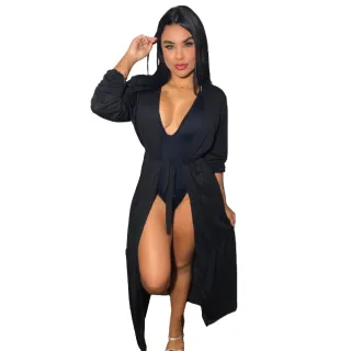 Moda Verão: Vestido Feminino Longo Sobretudo para Saída de Praia - Verde neon