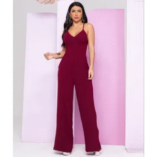 DIVERSAS CORES Macacão Pantalona Longo Feminino Costa X - Verde Olivea