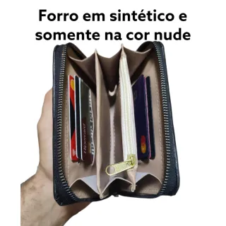 Carteira feminina tamanho médio em zíper com porta cartões, documentos, cédulas e moedas - Cores variadas - SL verde Tiffany