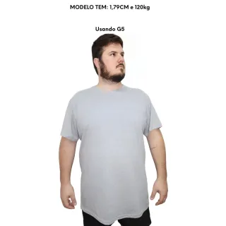 Algodão Lisa Masculina Plus Size Camiseta - Preta