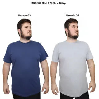 Algodão Lisa Masculina Plus Size Camiseta - Preta