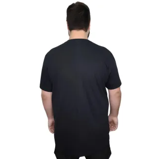 Algodão Lisa Masculina Plus Size Camiseta - Preta