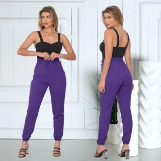 Envio Imediato Calça Feminina Jogger Cintura Alta Lisa - Verde Militar