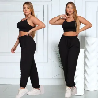 Envio Imediato Calça Feminina Jogger Cintura Alta Lisa - Verde Militar