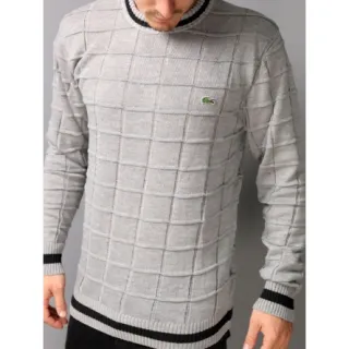 Suéter básico masculino quadrado - Cinza