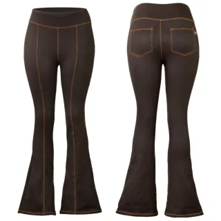 Detalhes na Frente: Calça Flare Feminina Jeans Boca de Sino com Cintura Alta - Preto