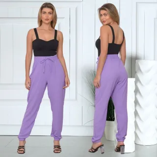 Envio Imediato Calça Feminina Jogger Cintura Alta Lisa - Verde Militar