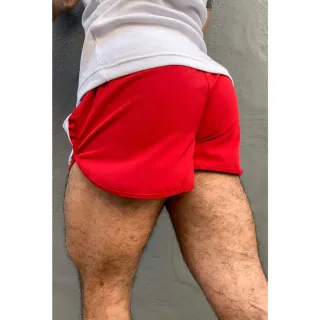 Moda Praia Tactel Unissex Feminino Masculino - Short Academia - Vermelho