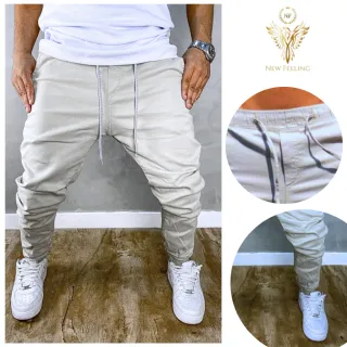 Calça Jogger Slim Masculina Jeans e Sarja com Elástico Ajustável - Camuflada