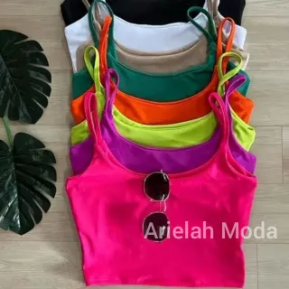 Top Cropped Feminino Regatinha Forrado Alcinha Fina Suplex - Rosa Chiclete