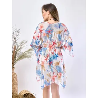 Babados Tule Estampado Curta Praia Saida Arrastão - # 23