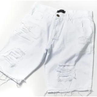 Promoção: Bermuda Jeans Masculina Slim - Preto / Branco - Branco