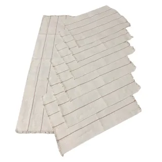 Algodão Chic Tear Americano Jogo - 7 peças - Cru com listrado vermelho