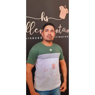 Camiseta Luxo Colorida Masculina Fio 30.1 Elastano - Azul Marinho e Vermelho