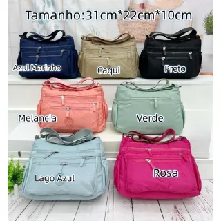 Causal Nylon Multicamadas Bolsa Feminina Ombro Mensageiro - Rosa