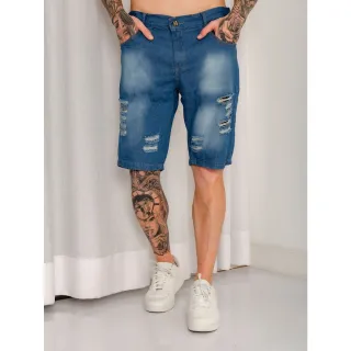 Rasgado Masculina Bermuda Jeans Kit 3 - Kit 3