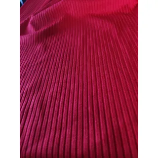 Macaquinho Canelado Gola Alta Costa Nua Gringo - Vermelho