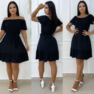Vestido midi ombro a ombro com saia rodada e laço - Moda Feminina - Fúcsia