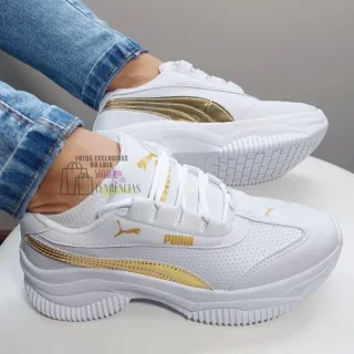 Confortável tênis feminino plataforma, lindo e resistente (forma grande) - Branco