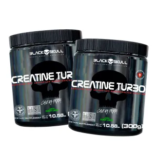 Creatina Turbo Caveira Preta Black Skull - Kit 2x 300g - SEM SABOR