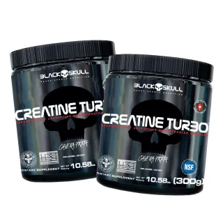 Creatina Turbo Caveira Preta Black Skull - Kit 2x 300g - SEM SABOR