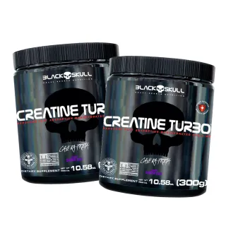 Creatina Turbo Caveira Preta Black Skull - Kit 2x 300g - SEM SABOR