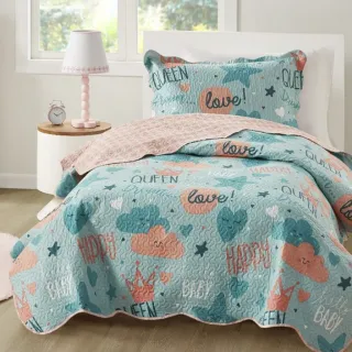 2 Peças Cobre Leito Infantil Solteiro Astronauta Azul Menino Menina - Vale dos Dinos