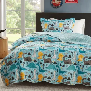 2 Peças Cobre Leito Infantil Solteiro Astronauta Azul Menino Menina - Vale dos Dinos