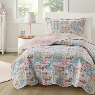 2 Peças Cobre Leito Infantil Solteiro Astronauta Azul Menino Menina - Vale dos Dinos