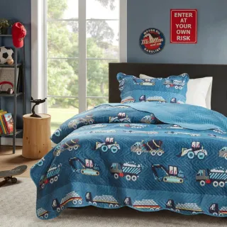 2 Peças Cobre Leito Infantil Solteiro Astronauta Azul Menino Menina - Vale dos Dinos