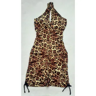 Suplex Fitness Feminino Macaquinho Curto Levanta Bumbum com Cordinhas Reguláveis Laterais - Onça Caramelo