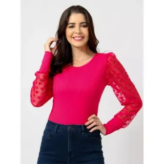 Moda Gringa: Blusa Manga Longa Princesa Bufante Malha Canelada - Verde Militar