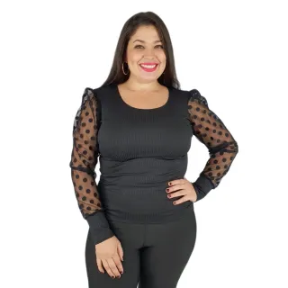 Moda Gringa: Blusa Manga Longa Princesa Bufante Malha Canelada - Verde Militar