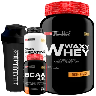 Kit Suplementos - Whey Protein Waxy Whey 900g + Bcaa 100g + Power Creatina 100g - Cappuccino