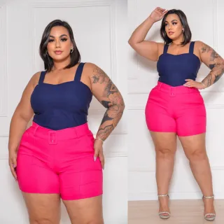 Verão Alfaitaria Plus Size: Cinto Fivela Forrada que Modela o Corpo - Pink