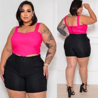 Verão Alfaitaria Plus Size: Cinto Fivela Forrada que Modela o Corpo - Pink