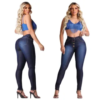 Calça Feminina Efeito Levanta Bumbum Cintura Alta em Jeans Lycla - 15