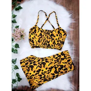 Top e Short Estampado Conjunto Academia Feminino - Pode Escolher a Cor - CJ10