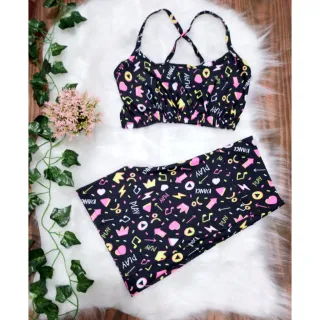 Top e Short Estampado Conjunto Academia Feminino - Pode Escolher a Cor - CJ10