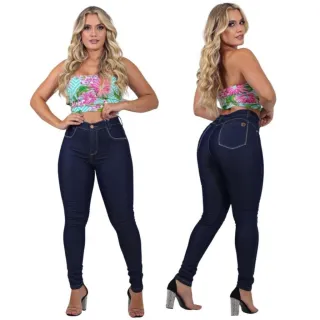 Calça Feminina Efeito Levanta Bumbum Cintura Alta em Jeans Lycla - 15