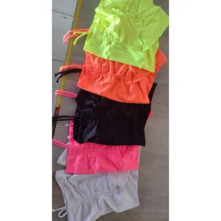 Short de academia Barbie fitness com bolso franzido - Verde neon
