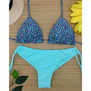 Babadinho Biquíni Cortininha com Asa Delta Fio Duplo - Vermelho com listras pretas