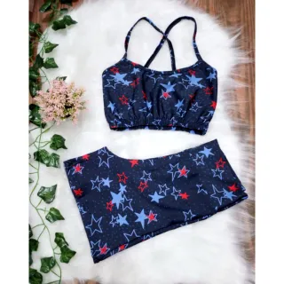 Conjunto Fitness Feminino Veste 36/42 Top + Short Academia Sem Bojo - CJ17