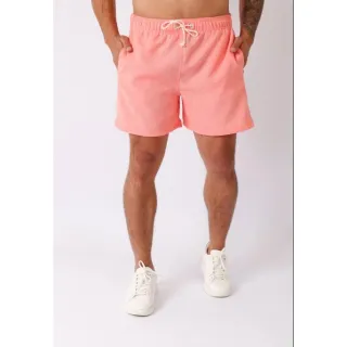 Bermuda Moda Praia Masculina Mauricinho em Brim Linho com Cadarço e Bolsos - Vinho