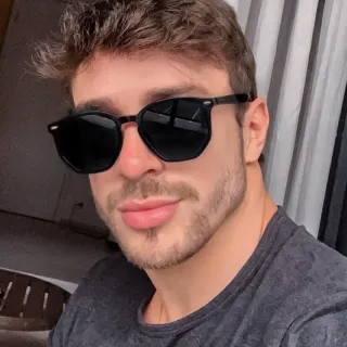 517 Óculos de Sol Masculino Quadrado com Proteção UV400 em Acetato - Polarizado e madeira d7