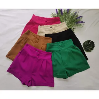 Zíper e botão: Calça feminina alfaiataria cintura alta curta