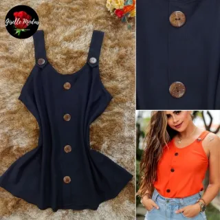 Blusa Estampada Feminina Alça Grossa - Modelo Verão - Vermelho Coral (Lisa)